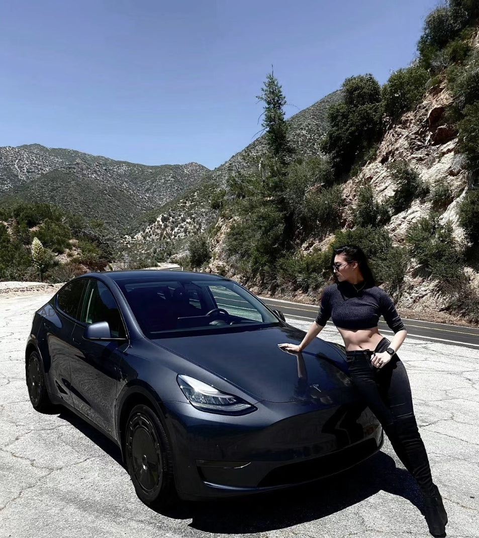 C1 Samurai Black Aerodisc wheel covers for Tesla Model Y 19" hubcaps 4 pieces