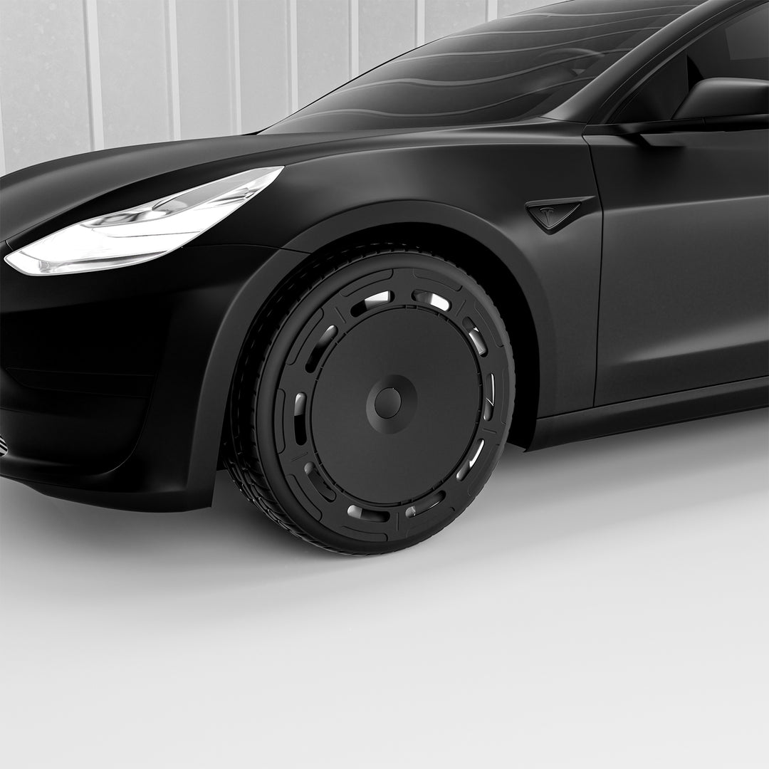 A1-6 Black Matte wheel covers for Tesla Model 3 18" Model Y 19" hubcaps