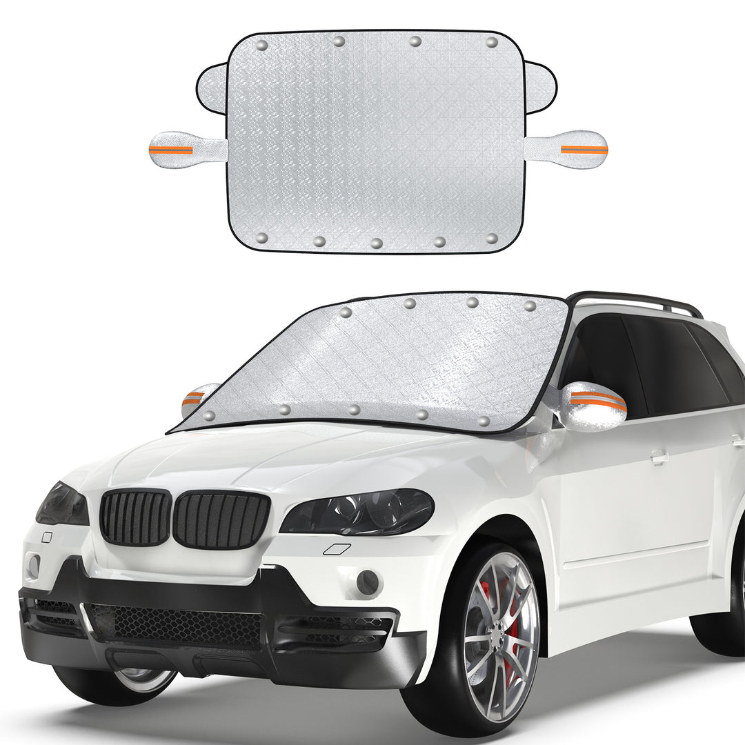 Housse de protection anti-neige pour pare-brise Z1 avec rétroviseur latéral, protection 4 couches avec bord magnétique puissant, compatible avec la plupart des voitures, camions, fourgonnettes, SUV, etc. (71,6" x 45,8")