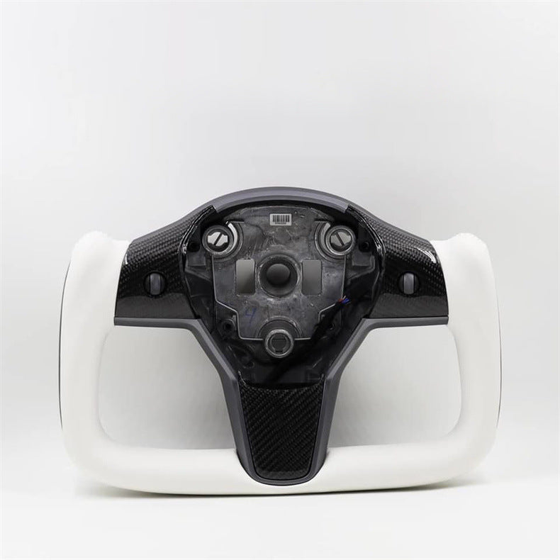Volant personnalisé pour Tesla Model 3 YXS, cuir et fibre de carbone, design élégant, sans garniture avant