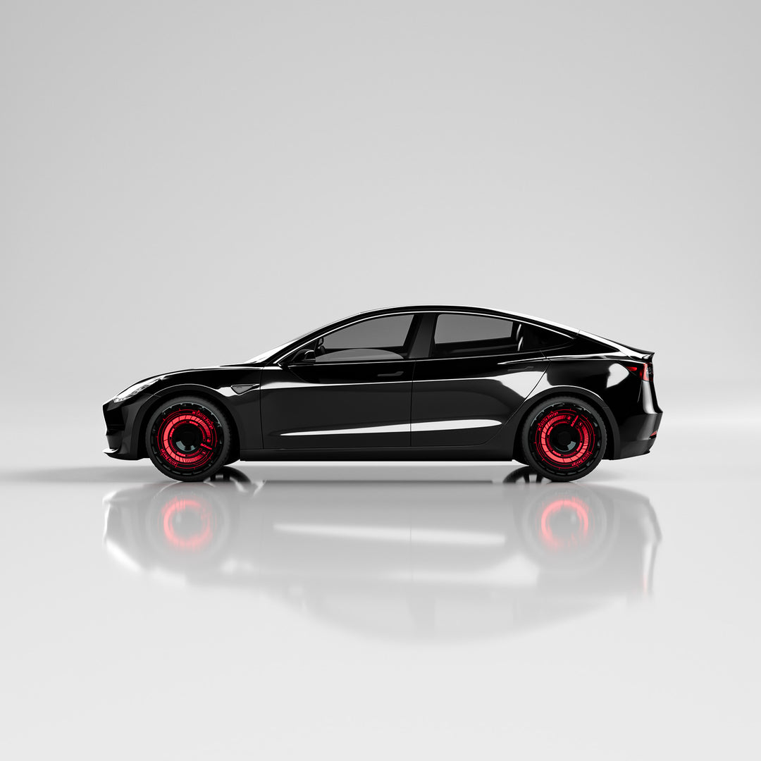 D3 Red Sci-fi UV printing Tesla Aero wheel covers for Model 3YXS 3yxs 21" 20" 19" 18" hubcaps