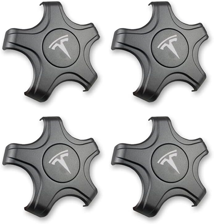Cache-moyeux et cache-moyeux A1-72 Premium pour jantes standard d'origine de 18 et 19 pouces - Spécialement conçus pour Tesla Model 3 - Fibre de carbone noire