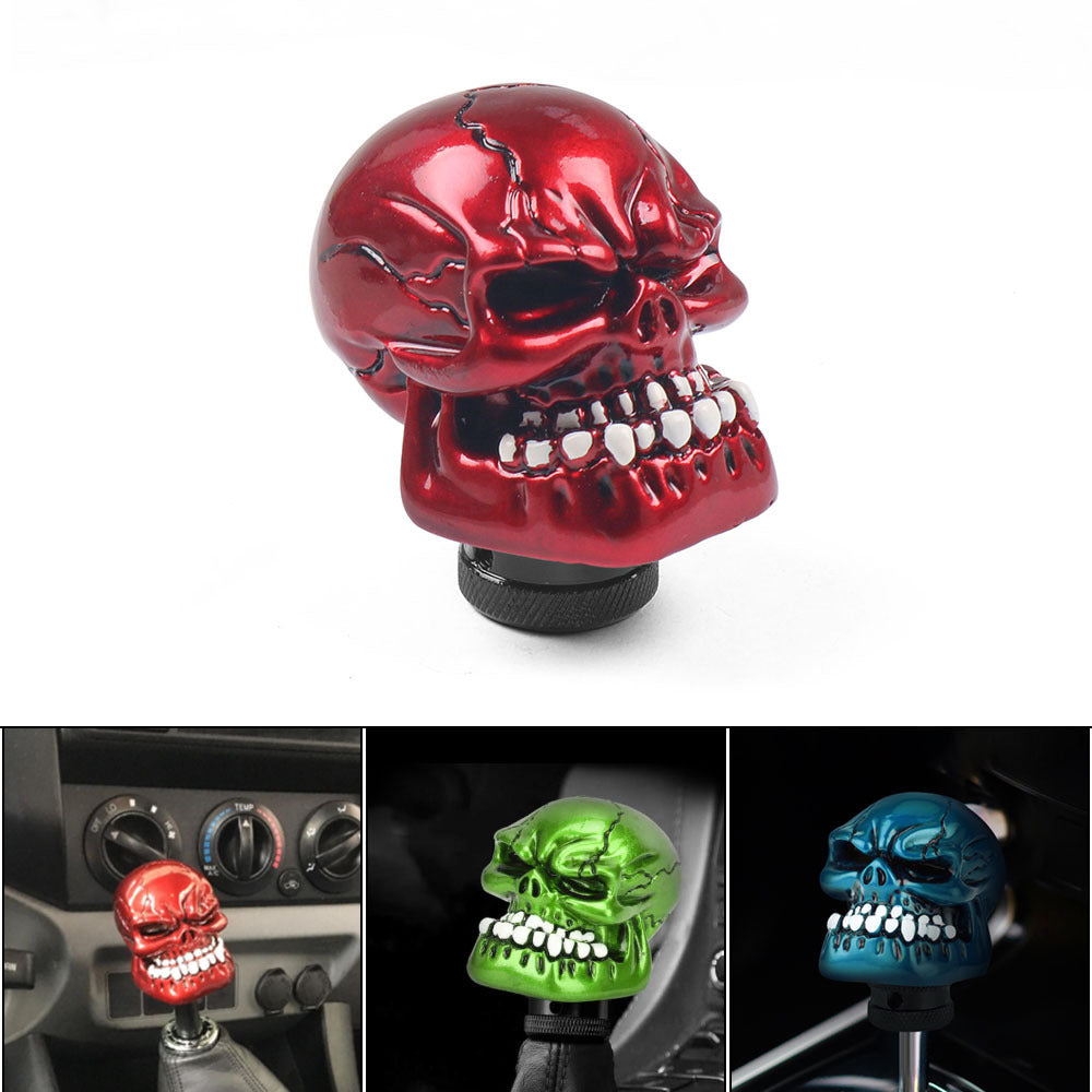 Pommeau de levier de vitesse tête de mort E1-2 compatible avec la plupart des voitures manuelles et automatiques, camions et SUV