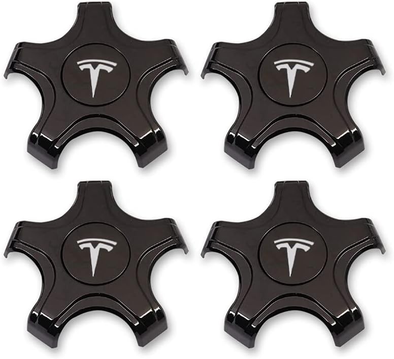 Cache-moyeux et cache-moyeux A1-72 Premium pour jantes standard d'origine de 18 et 19 pouces - Spécialement conçus pour Tesla Model 3 - Fibre de carbone noire