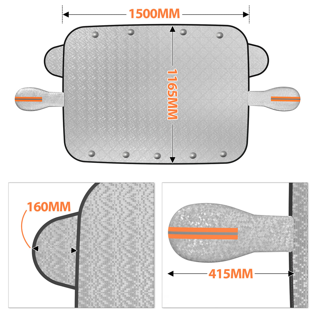 Housse de protection anti-neige pour pare-brise Z1 avec rétroviseur latéral, protection 4 couches avec bord magnétique puissant, compatible avec la plupart des voitures, camions, fourgonnettes, SUV, etc. (71,6" x 45,8")