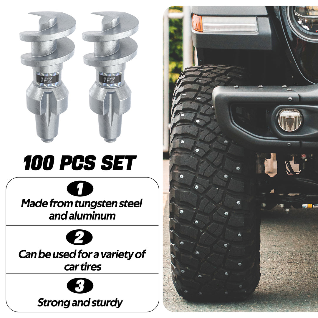 Lot de 100 crampons antidérapants Z2 pour pneus de voiture, en acier au carbone, sans trou, adhérence solide, antidérapants, universels, pour pneus de voiture, camion, course, véhicule tout-terrain 