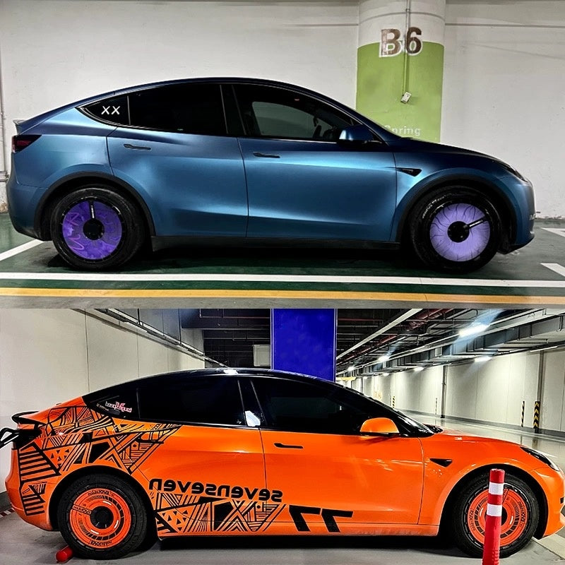 A6 Tesla Aero wheel covers for Model Y 19" 20" or Model 3 18" hubcaps UV printing