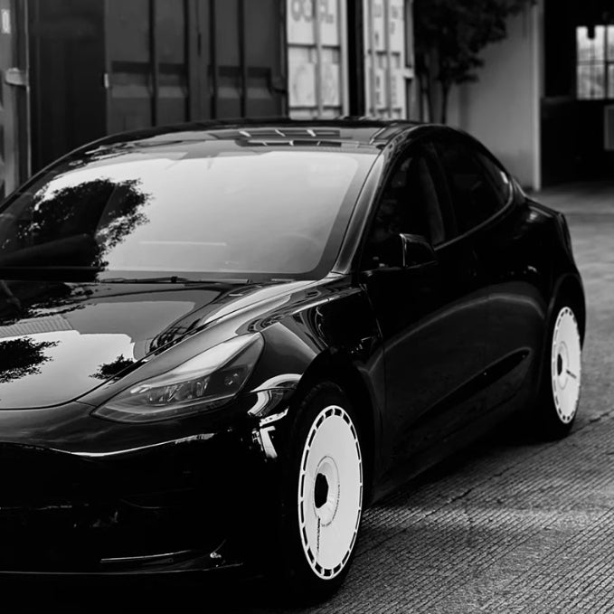 A1-3 Black/White Tesla wheel covers for Model 3YSX 21" 19" 20" hubcaps