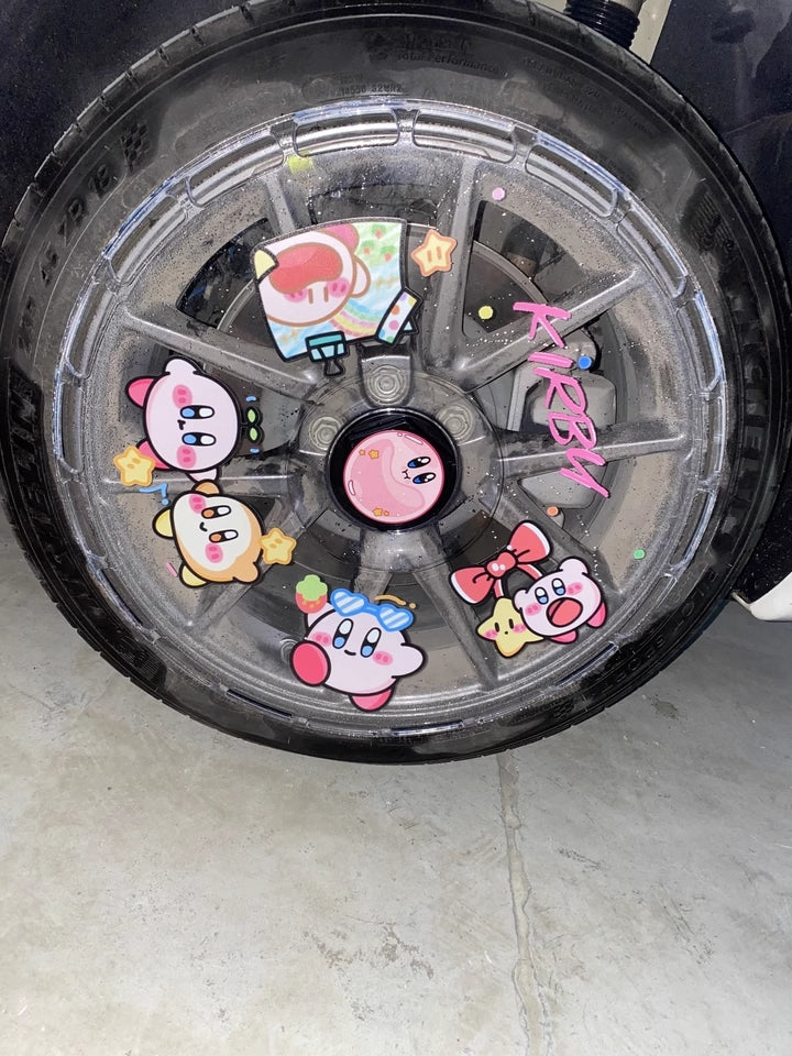 A2-4  Kirby Star UV Printing Tesla wheel covers for Model 3yxs 21" 20" 19" 18" hubcaps