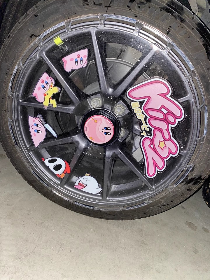 A2-4  Kirby Star UV Printing Tesla wheel covers for Model 3yxs 21" 20" 19" 18" hubcaps