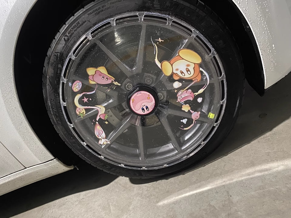 A2-4  Kirby Star UV Printing Tesla wheel covers for Model 3yxs 21" 20" 19" 18" hubcaps