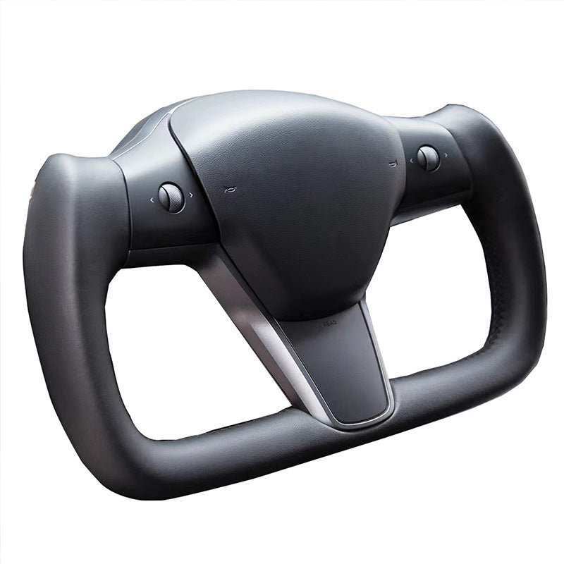 Volant personnalisé pour Tesla Model 3 YXS, cuir et fibre de carbone, design élégant, sans garniture avant