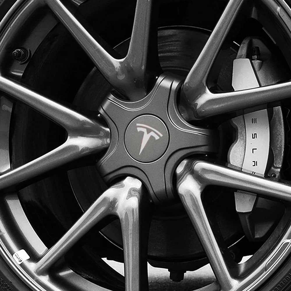 Cache-moyeux et cache-moyeux A1-72 Premium pour jantes standard d'origine de 18 et 19 pouces - Spécialement conçus pour Tesla Model 3 - Fibre de carbone noire