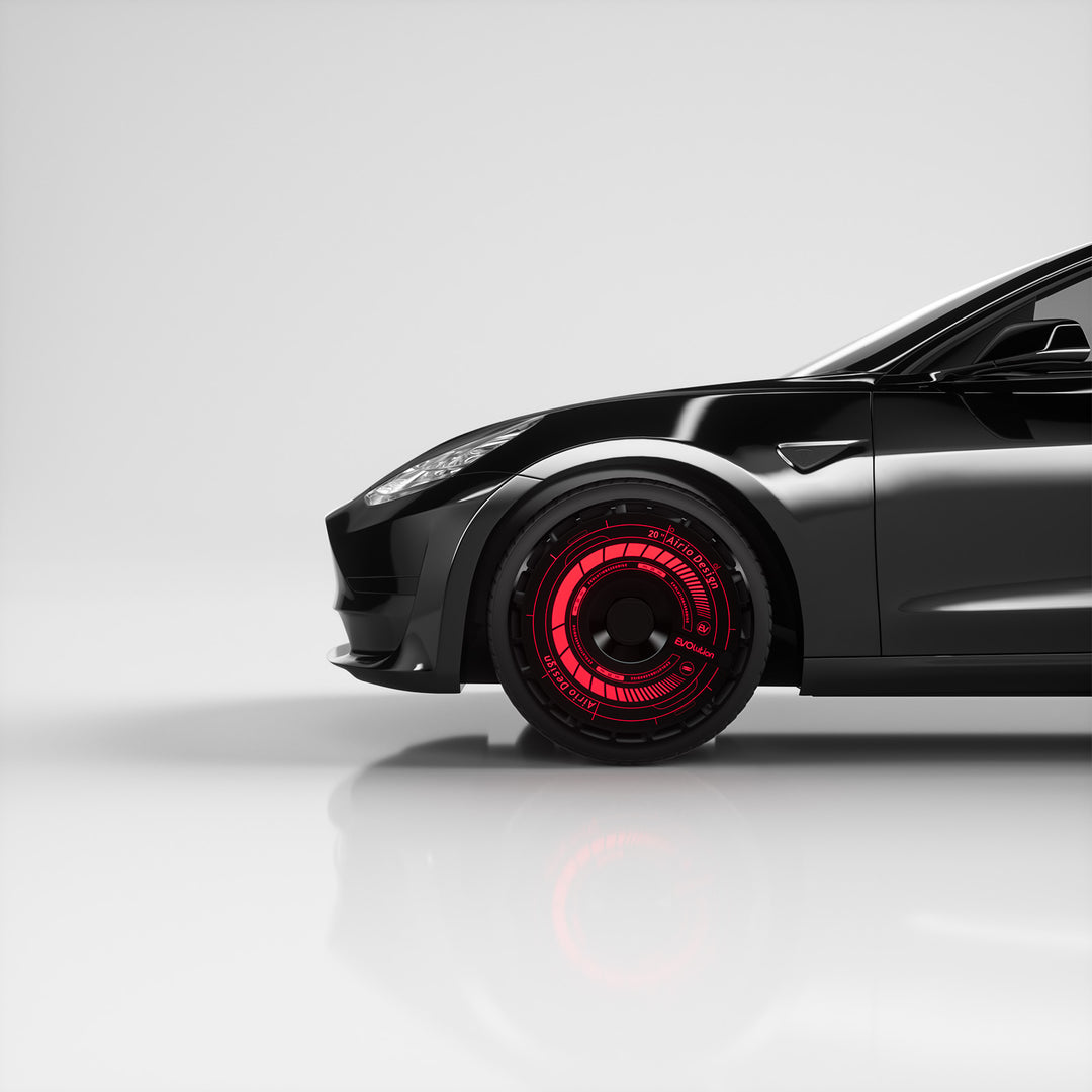 D3 Red Sci-fi UV printing Tesla Aero wheel covers for Model 3YXS 3yxs 21" 20" 19" 18" hubcaps