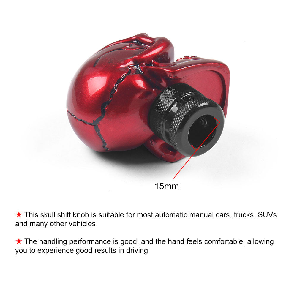 Pommeau de levier de vitesse tête de mort E1-2 compatible avec la plupart des voitures manuelles et automatiques, camions et SUV