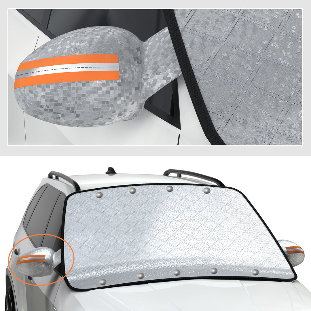 Housse de protection anti-neige pour pare-brise Z1 avec rétroviseur latéral, protection 4 couches avec bord magnétique puissant, compatible avec la plupart des voitures, camions, fourgonnettes, SUV, etc. (71,6" x 45,8")