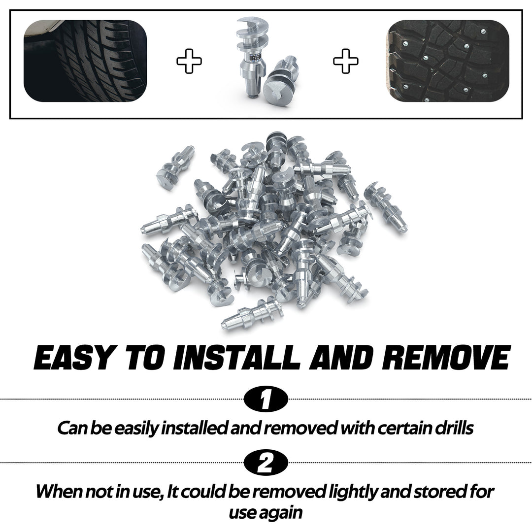 Lot de 100 crampons antidérapants Z2 pour pneus de voiture, en acier au carbone, sans trou, adhérence solide, antidérapants, universels, pour pneus de voiture, camion, course, véhicule tout-terrain 