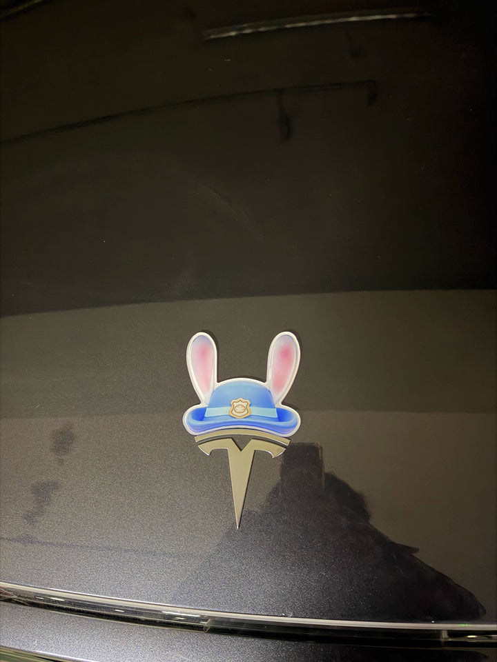 Fox and bunny Christmas car emblem stickers for Tesla and other car