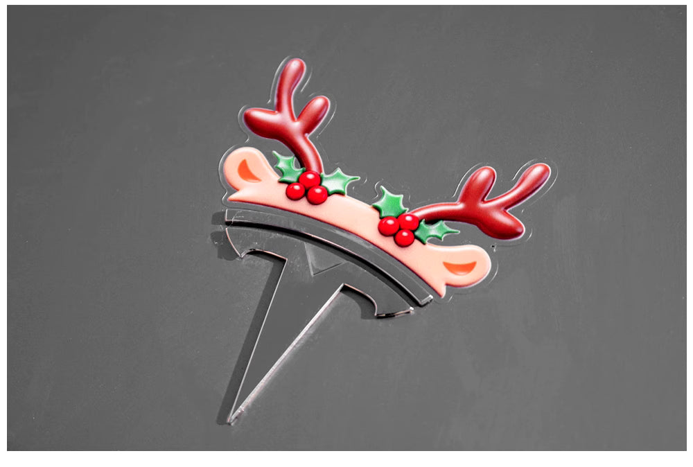 Fox and bunny Christmas car emblem stickers for Tesla and other car