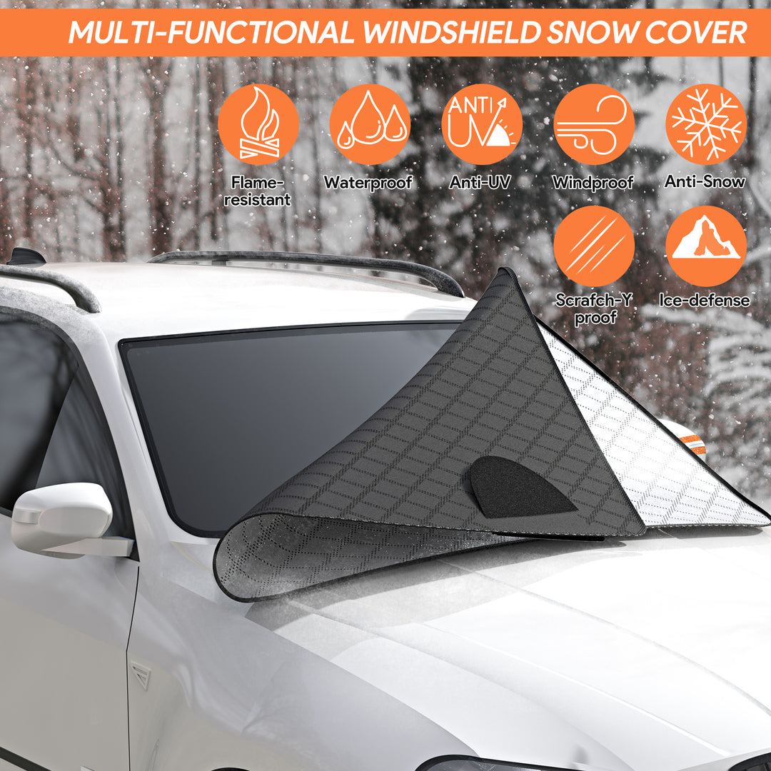 Z1 Windshield Snow Cover with Side Window Rearview Mirror Protector 4-Layer Protection with Strong Magnetic Edge Replacement for Most Cars Trucks Vans SUVs Etc(71.6"x45.8")