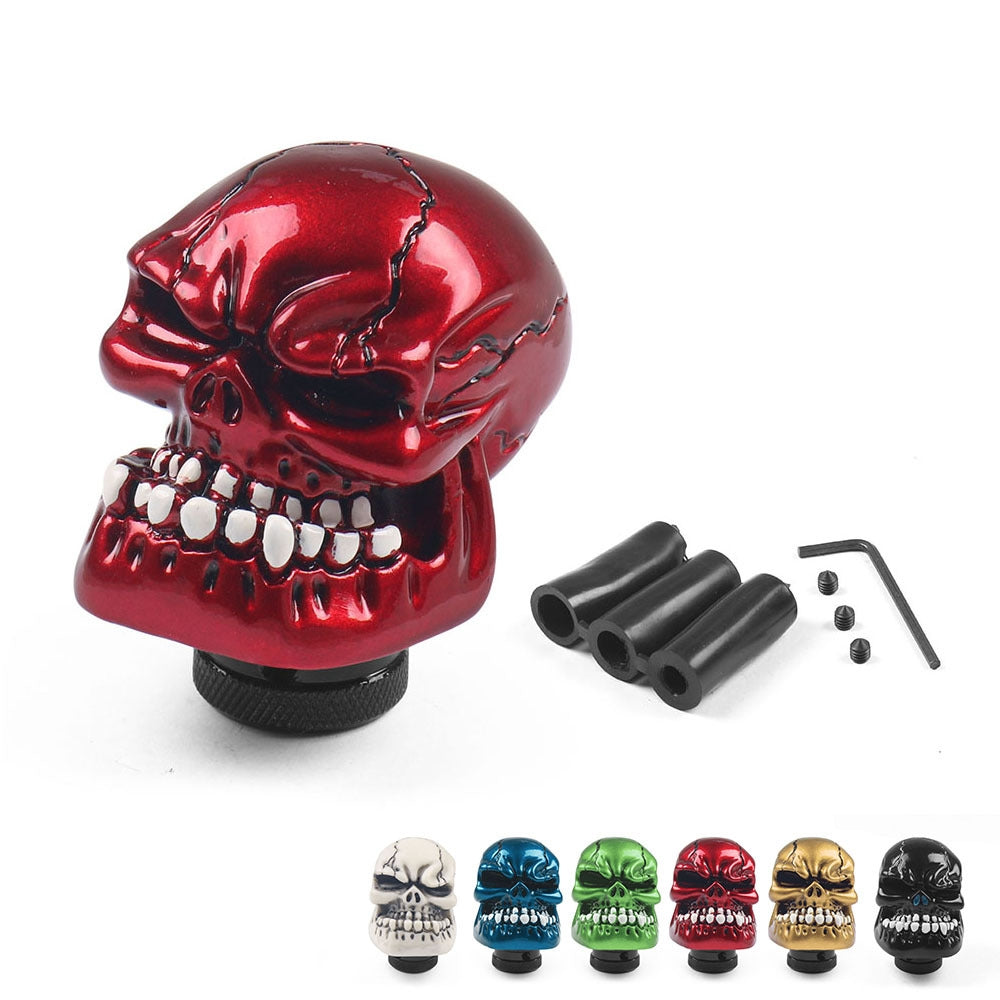 Pommeau de levier de vitesse tête de mort E1-2 compatible avec la plupart des voitures manuelles et automatiques, camions et SUV