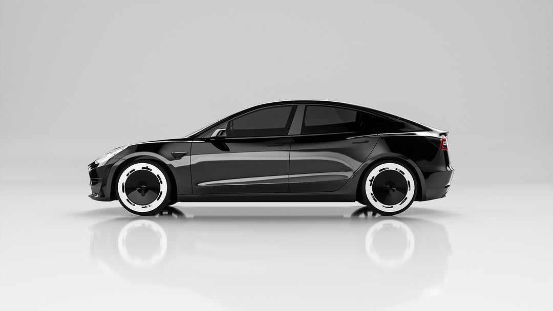 C4 Enjoliveurs noirs et blancs pour Tesla Model 3 18" ou Model Y 19"