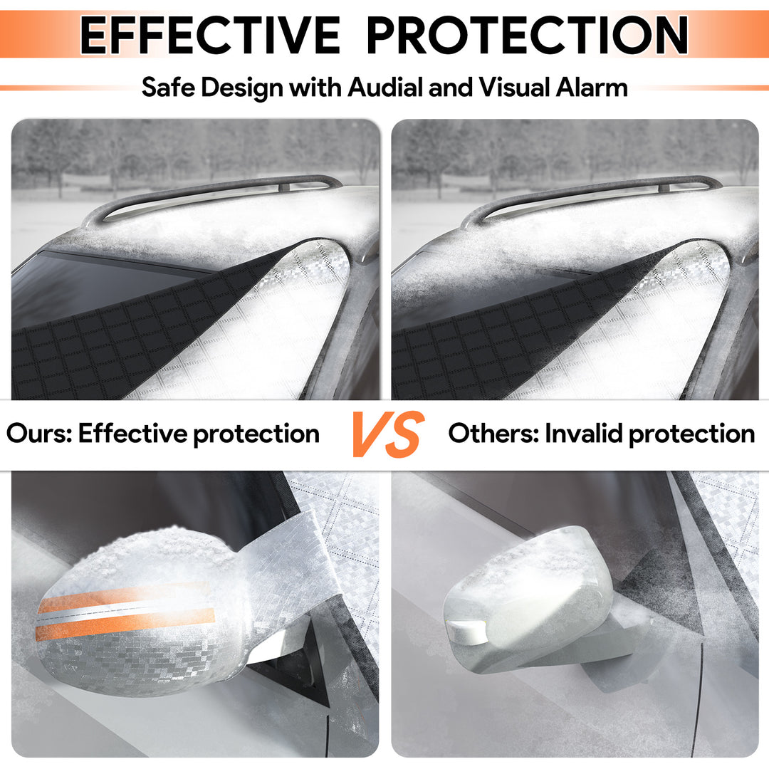 Housse de protection anti-neige pour pare-brise Z1 avec rétroviseur latéral, protection 4 couches avec bord magnétique puissant, compatible avec la plupart des voitures, camions, fourgonnettes, SUV, etc. (71,6" x 45,8")