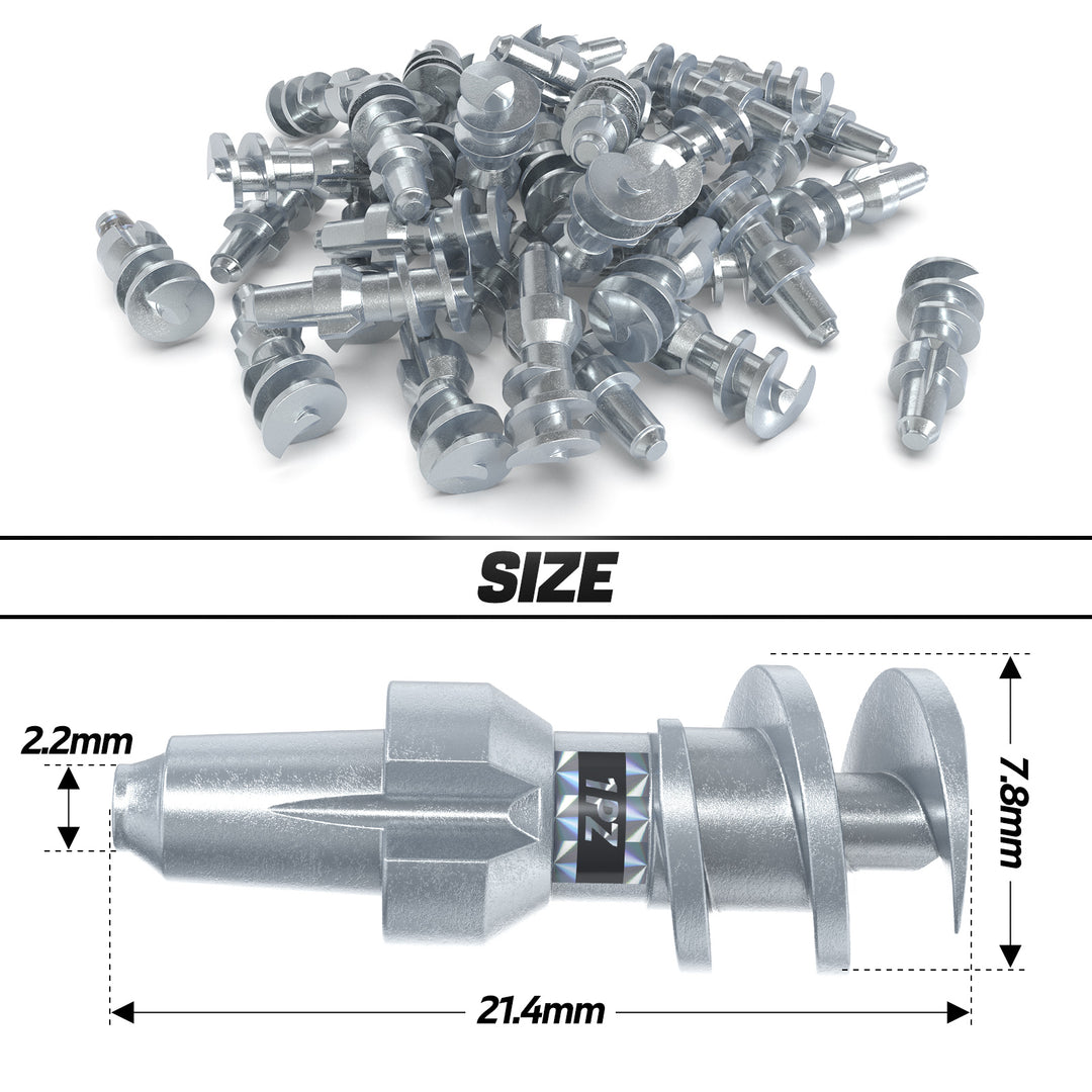 Lot de 100 crampons antidérapants Z2 pour pneus de voiture, en acier au carbone, sans trou, adhérence solide, antidérapants, universels, pour pneus de voiture, camion, course, véhicule tout-terrain 
