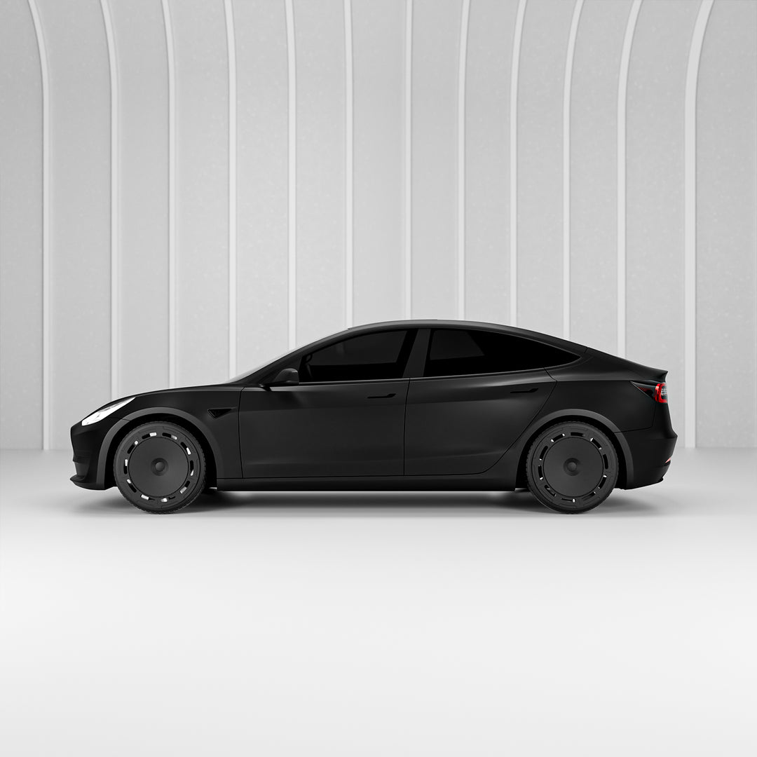 B7 Black Matte wheel covers for Tesla Model 3 18" or Model Y 19" hubcaps