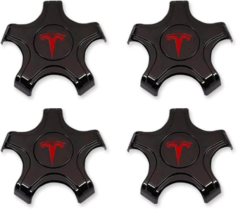 Cache-moyeux et cache-moyeux A1-72 Premium pour jantes standard d'origine de 18 et 19 pouces - Spécialement conçus pour Tesla Model 3 - Fibre de carbone noire