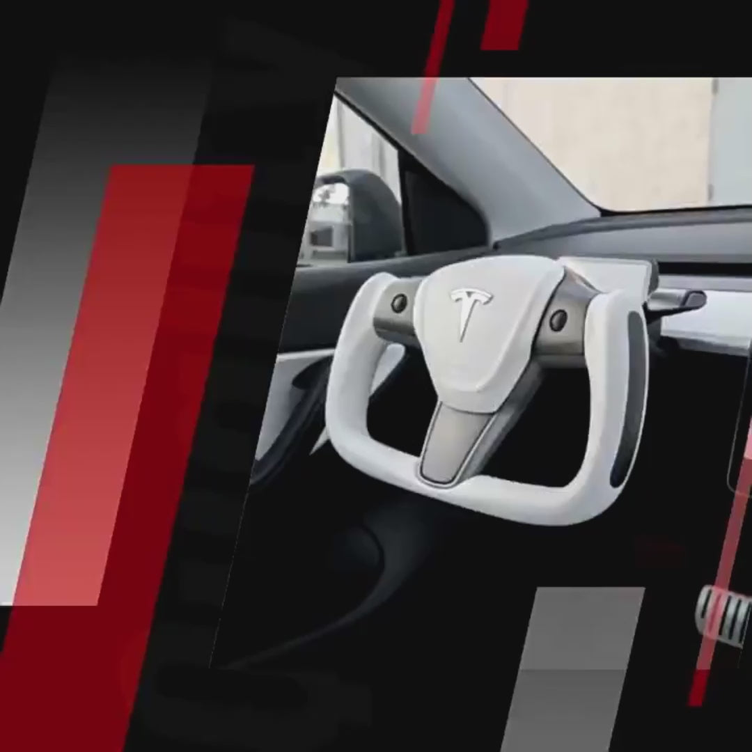 Volant personnalisé pour Tesla Model 3 YXS, cuir et fibre de carbone, design élégant, sans garniture avant